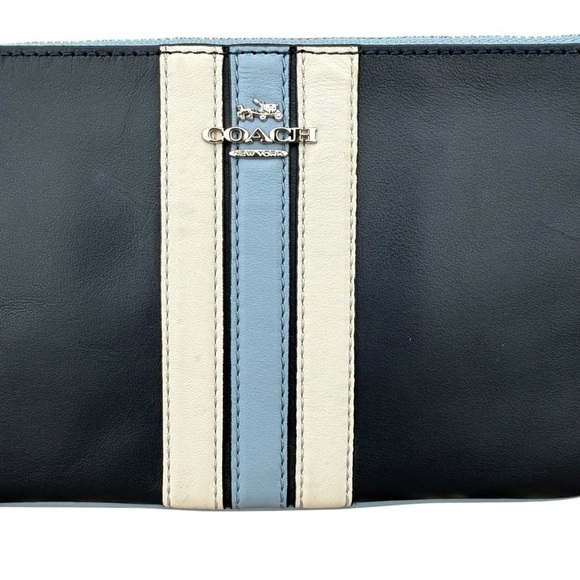 Coach Navy Blue Leather Wristlet - Picture 3 of 13